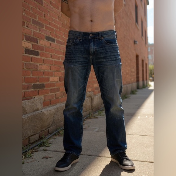 True Religion Rocco Relaxed Skinny Flap Denim Jeans - Picture 12 of 14